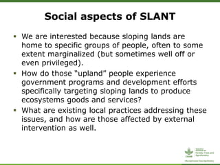 CIFOR/ICRAF sloping lands in transition (SLANT) project