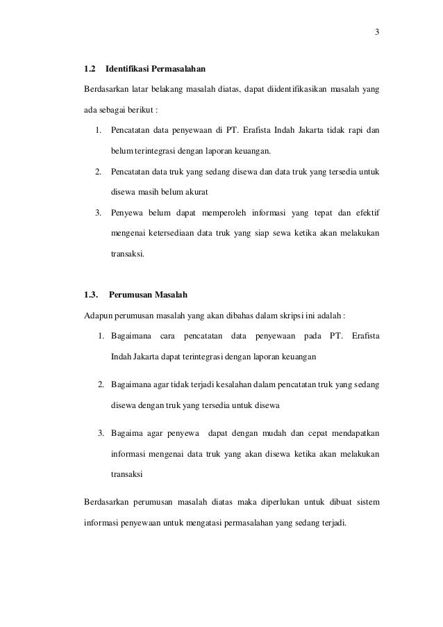 Sistem Informasi Penyewaan Pada Pt Erafista Indah Jakarta Bab I