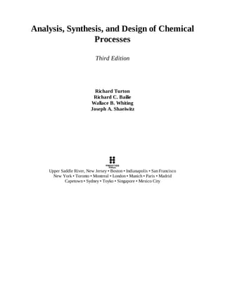 Analysis, Synthesis, and Design of Chemical Process | PDF
