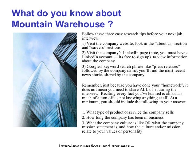warehouse interview questions and answers