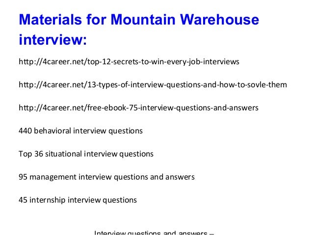 warehouse interview questions and answers