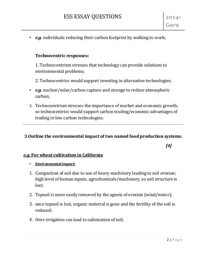 Outline answers on essay questions