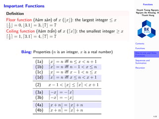 Tall Functions Key Functions - Discrete Structures for Computing - HCMUT | PDF