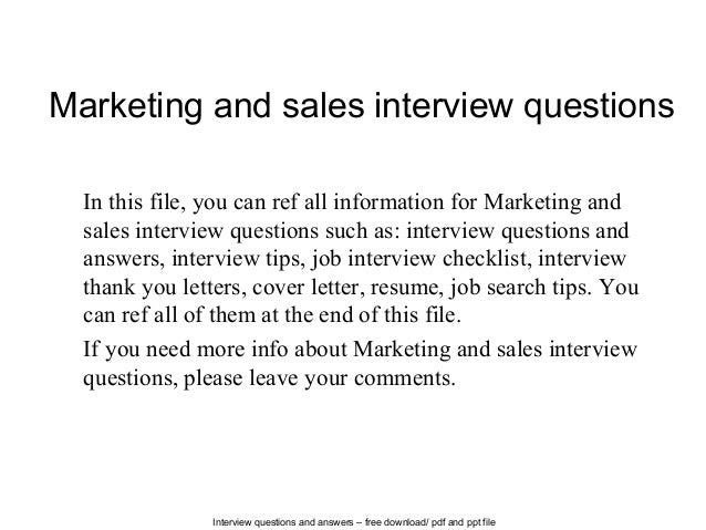 marketing and sales interview questions sales and marketing interview questions