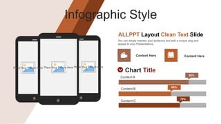 ALLPPT Layout Clean Text Slide
You can simply impress your audience and add a unique zing and
appeal to your Presentations.
Content Here Content Here
Chart Title
Content A
Content B
Content C
80%
60%
70%
Infographic Style
Place Your Picture Here
Place Your Picture Here Place Your Picture Here
 