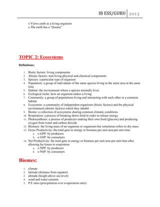 ESS Paper 1 Exam Paper Definitions | PDF