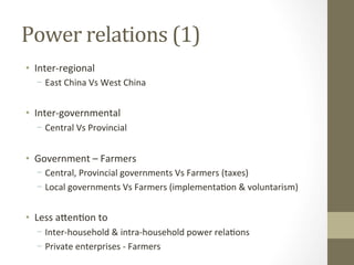 China's Environment and power relations: The case of the Conversion of Cropland to Forest Programme