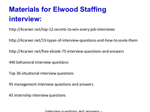 Elwood Staffing Interview Questions And Answers