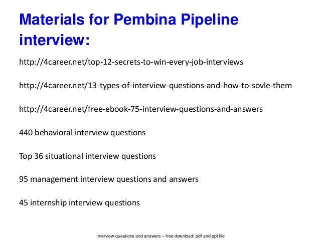 Pembina Pipeline vinterview questions and answers