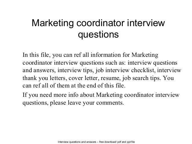 marketing coordinator interview