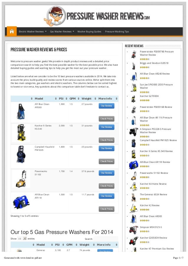 Pressure Washer Reviews Best Gas Electric Power Washer Reviews