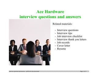 Ace Hardware interview questions and answers | DOC