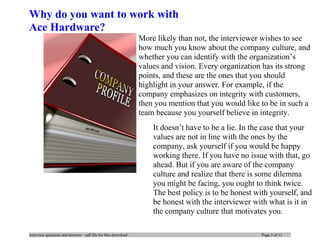 Ace Hardware interview questions and answers | DOC