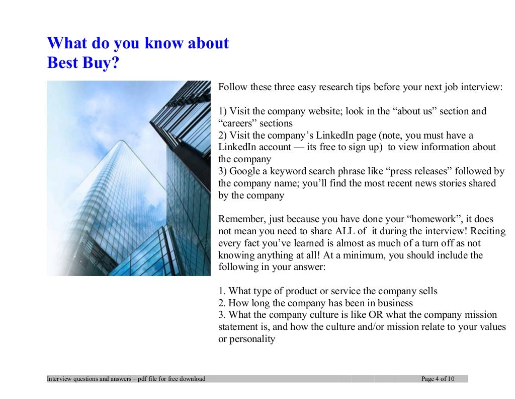 Best Buy interview questions and answers