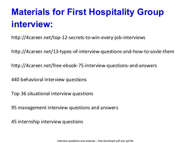 interview questions for hospitality