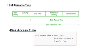 • Disk Response Time
•Disk Access Time
 
