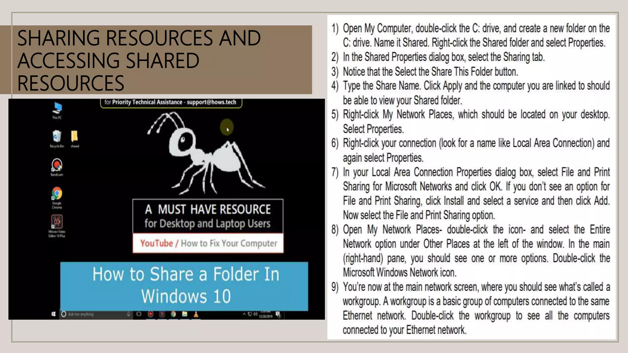 SHARING RESOURCES AND
ACCESSING SHARED
RESOURCES