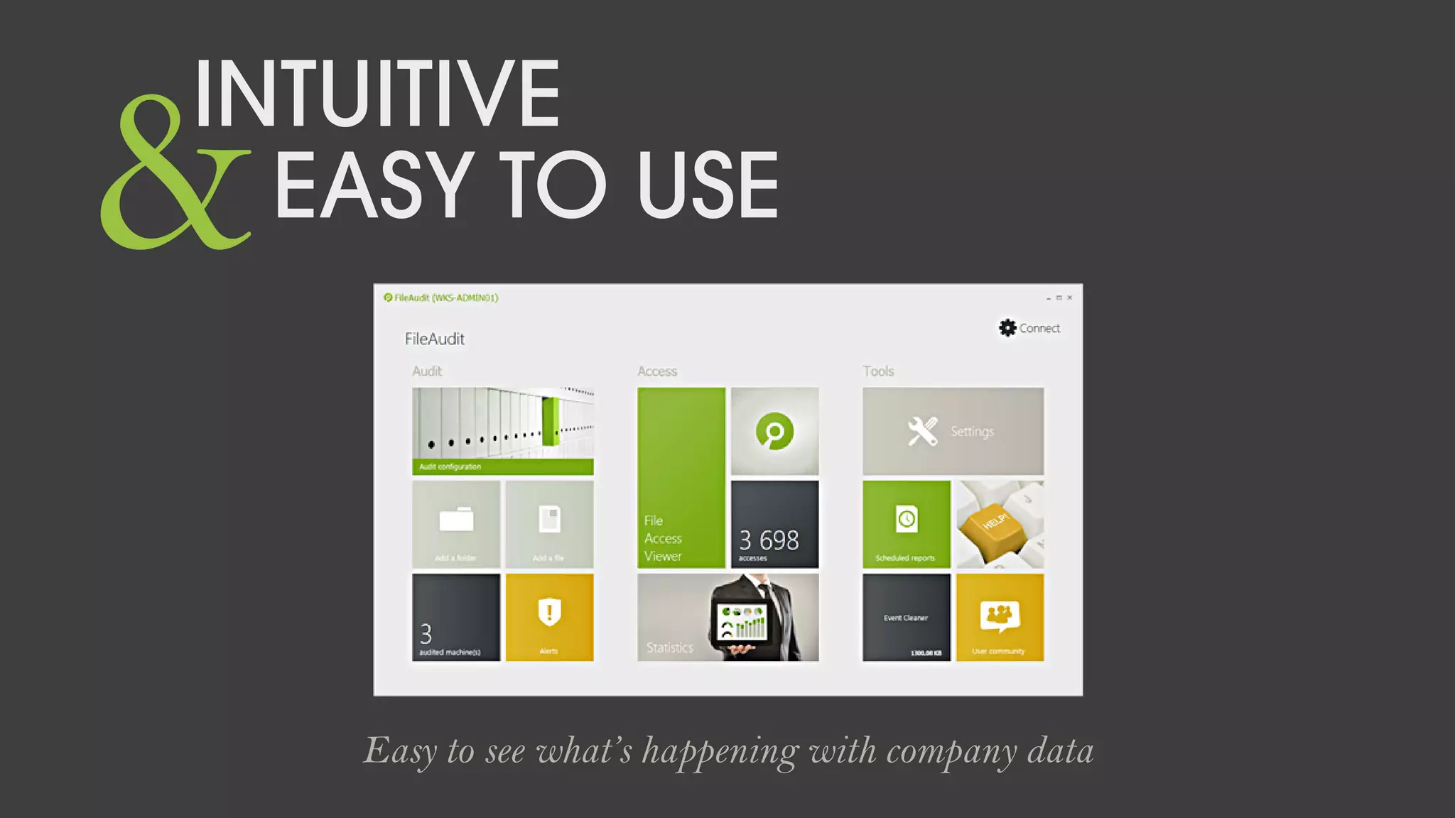 INTUITIVE
EASY TO USE&
Easy to see what’s happening with company data