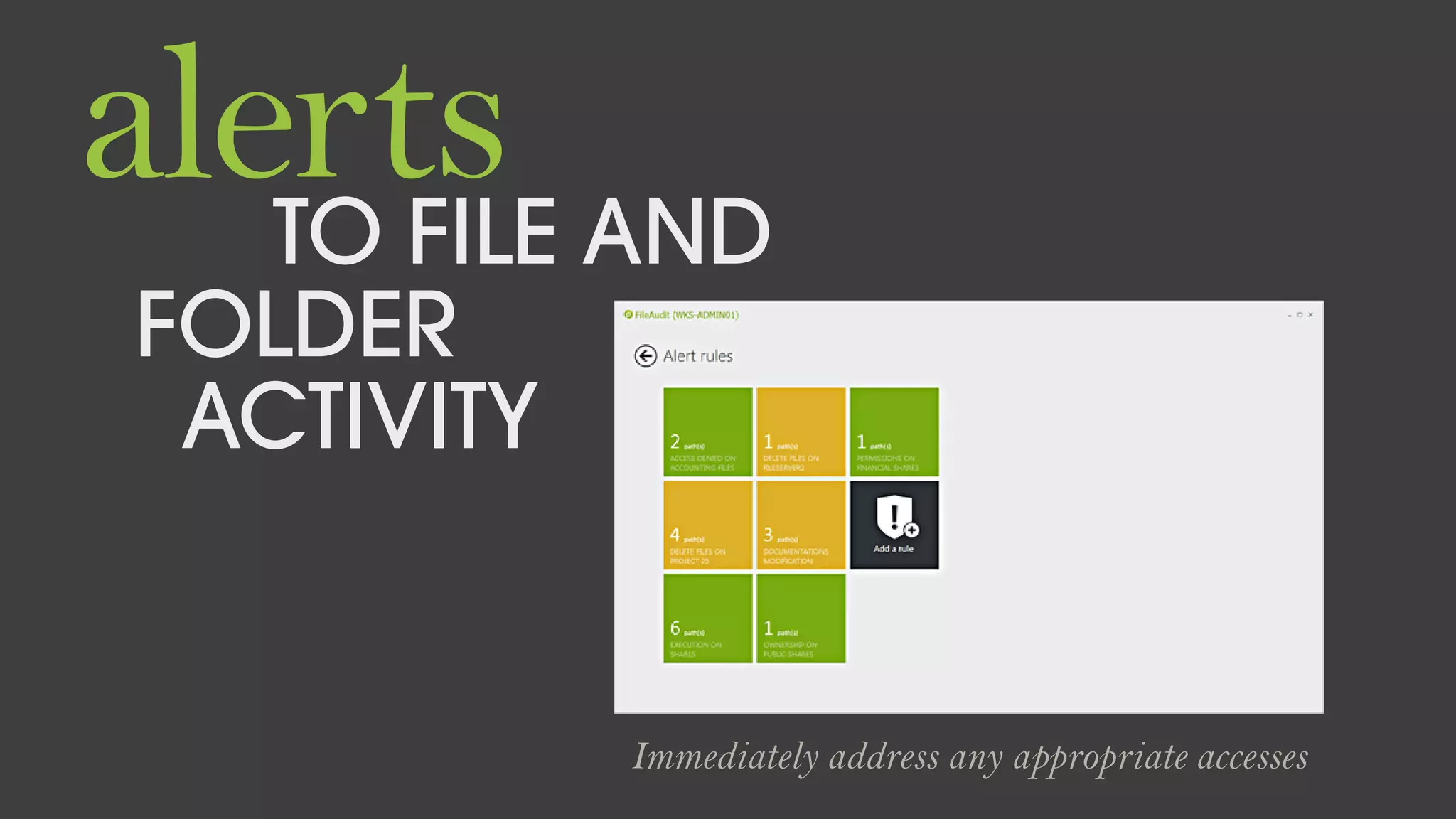 alertsTO FILE AND
ACTIVITY
Immediately address any appropriate accesses
FOLDER
