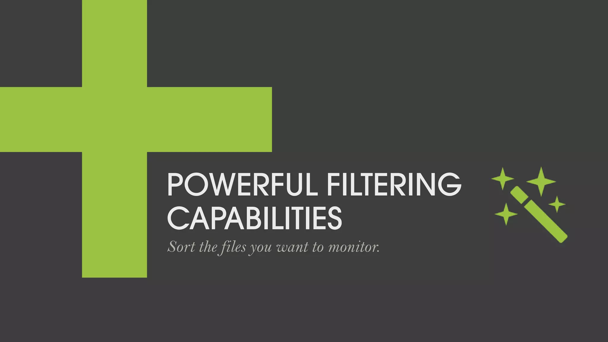 POWERFUL FILTERING
CAPABILITIES
Sort the files you want to monitor.