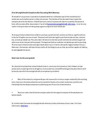 File a wrongful death complaint after discussing with attorneys