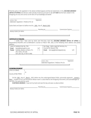 (SECOND) AMENDED NOTICE OF APPEAL – DPW ENTERPRISES LLC & MOUNTAIN ...