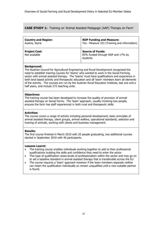 Overview of Social Farming and Rural Development | PDF
