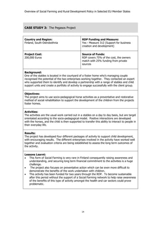 Overview of Social Farming and Rural Development | PDF
