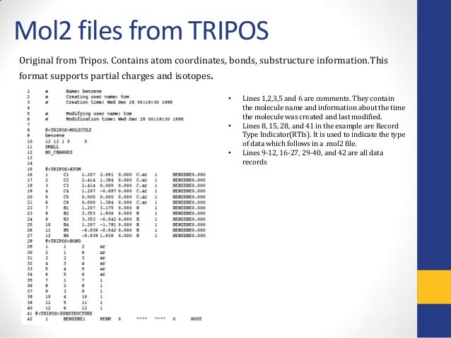 chemical file formats for storing chemical data mol2 format