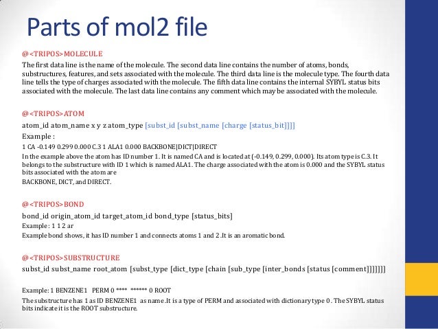 chemical file formats for storing chemical data mol2 format