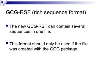 Nucleotides Sequence file formats for Bioinformatics | PPT