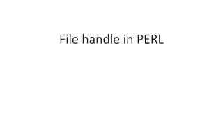 File handle in PERL
 