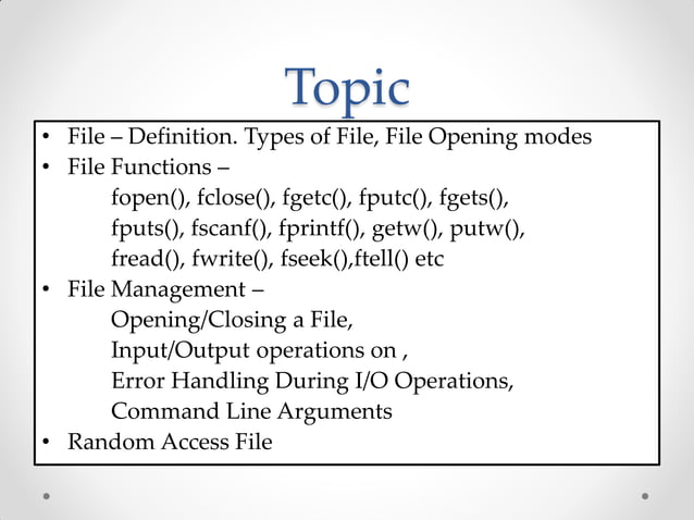File Handling in C Programming | PDF | Operating Systems | Computer ...