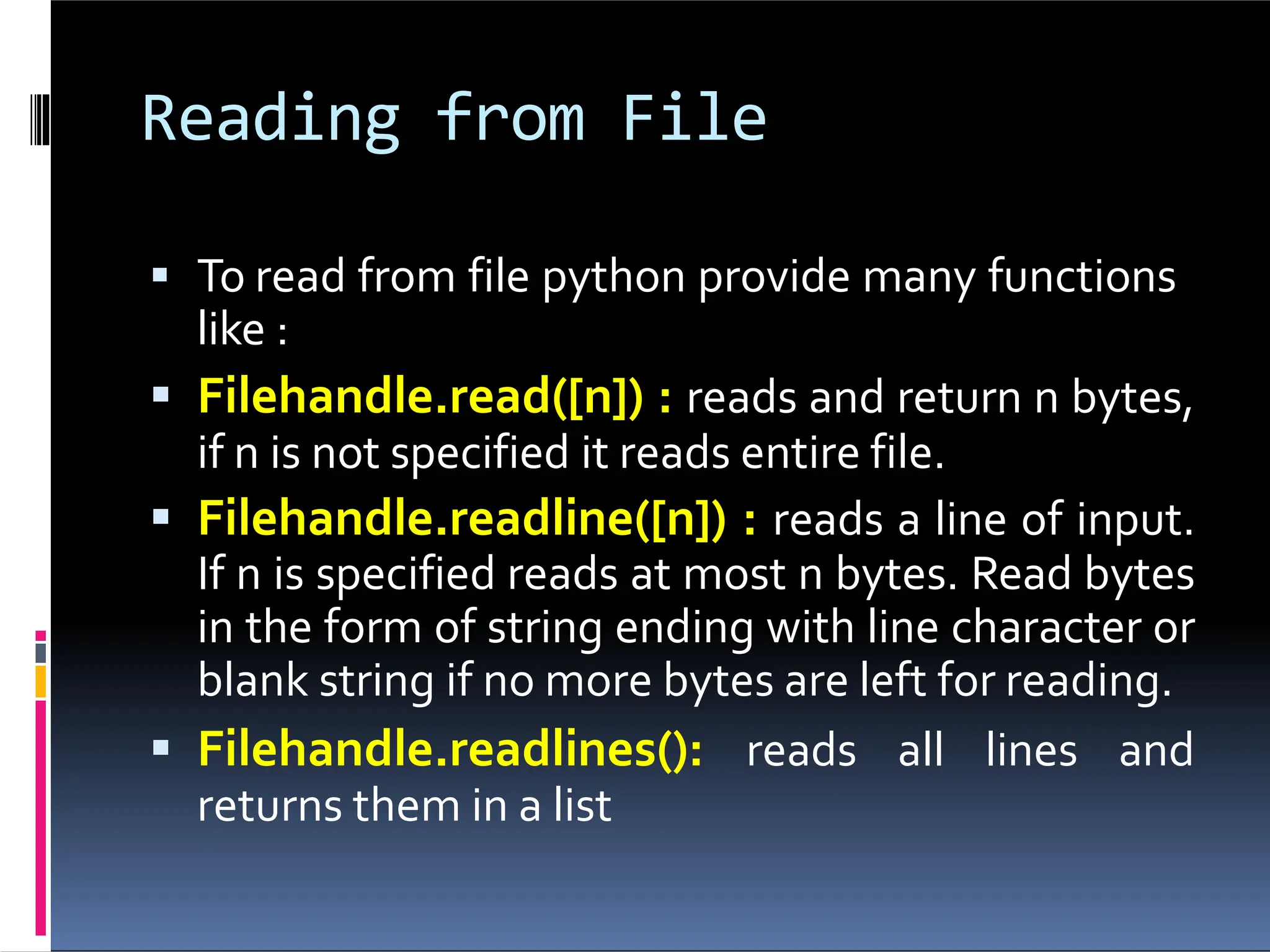 FILE HANDLING in python to understand basic operations. | PPTX ...