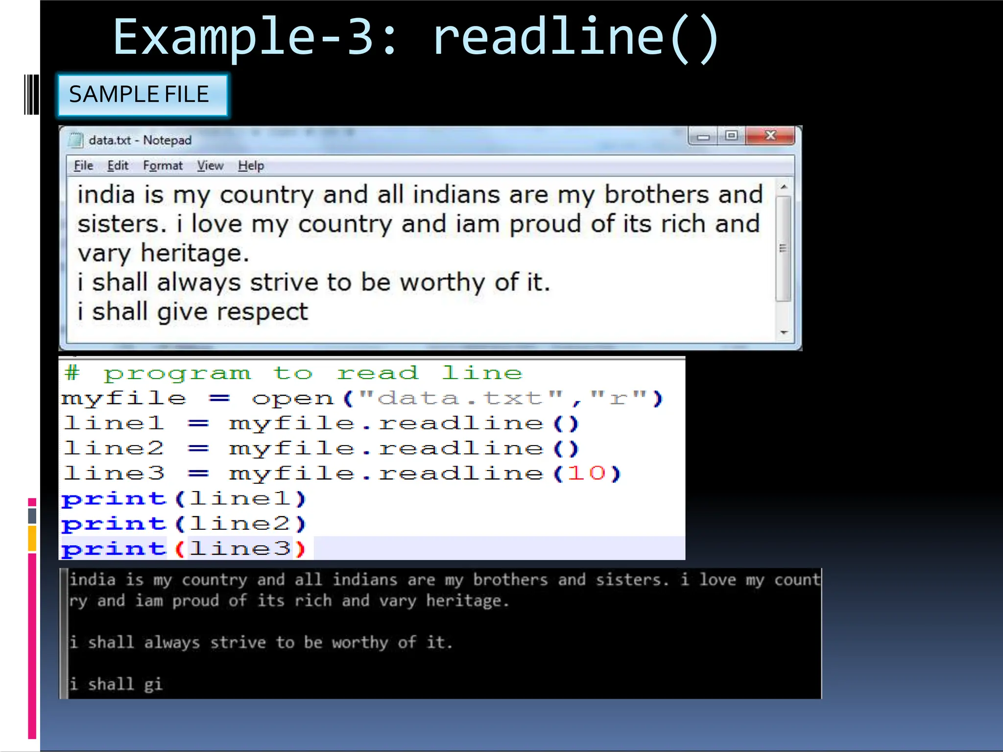 Example-3: readline() SAMPLE FILE 