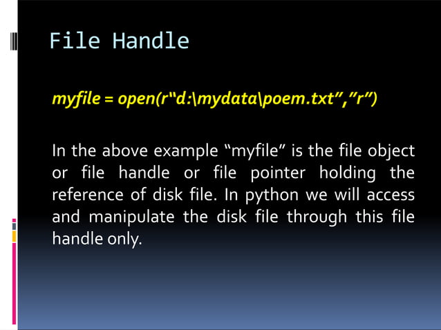 FILE HANDLING in python to understand basic operations. | PPTX ... image.