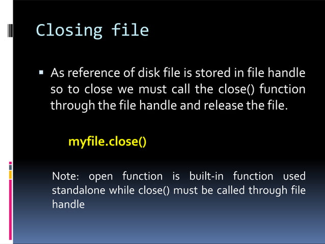 FILE HANDLING in python to understand basic operations. | PPTX ...