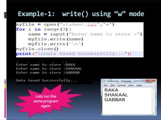 FILE HANDLING in python to understand basic operations. | PPT