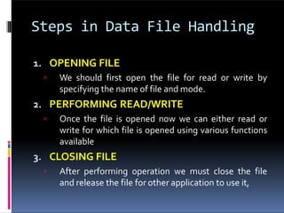 FILE HANDLING in python to understand basic operations. | PPTX
