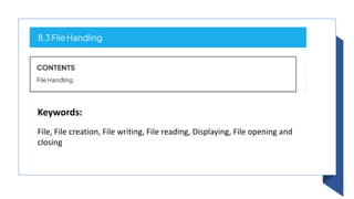 File handling.pptx for grade 9 and 10 grade kids.0 . | PPT