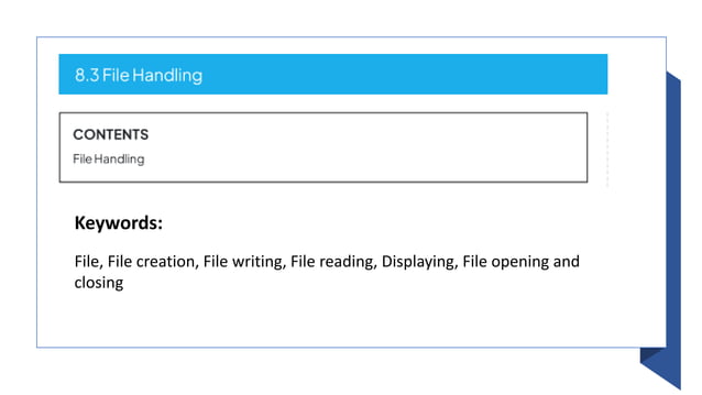 File handling.pptx for grade 9 and 10 grade kids.0 . | PPT