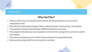 File handling.pptx for grade 9 and 10 grade kids.0 . | PPT