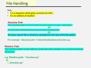 class 12 computer sceince ch file handling | PDF