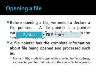 File handling in c | PPT | Programming Languages | Computing