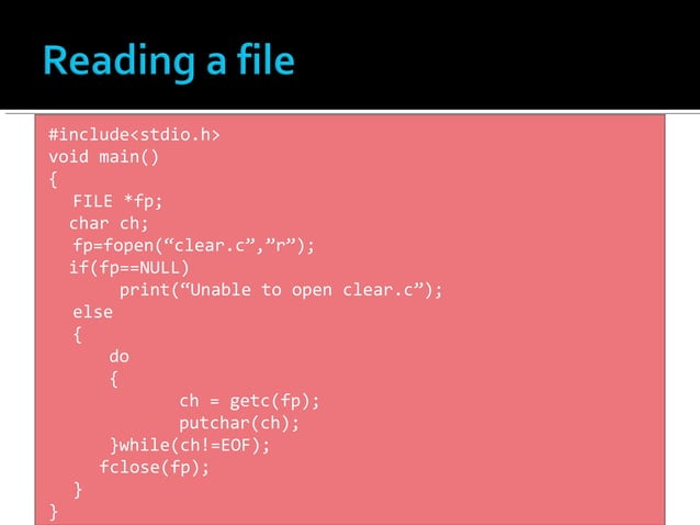 File handling in c | PPT | Programming Languages | Computing