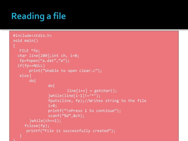 File handling in c | PPT | Programming Languages | Computing