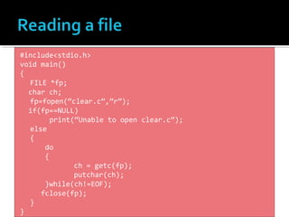 Presentation of file handling in C language | PPTX