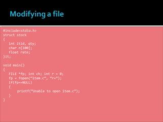 Presentation of file handling in C language | PPTX