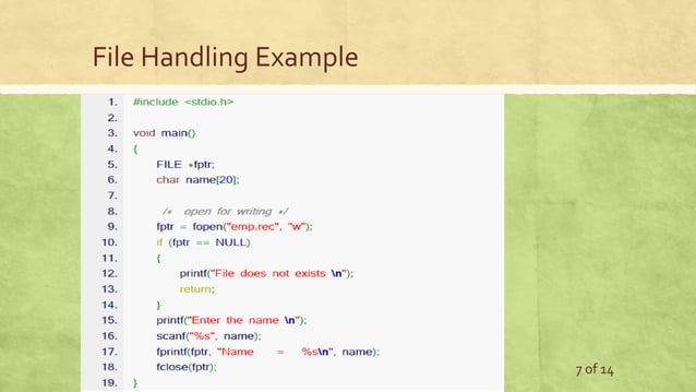 File Handling and Command Line Arguments in C | PPTX