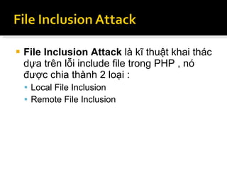 Remote File Inclusion Attack File inclusion attack(nop thay) | PPT